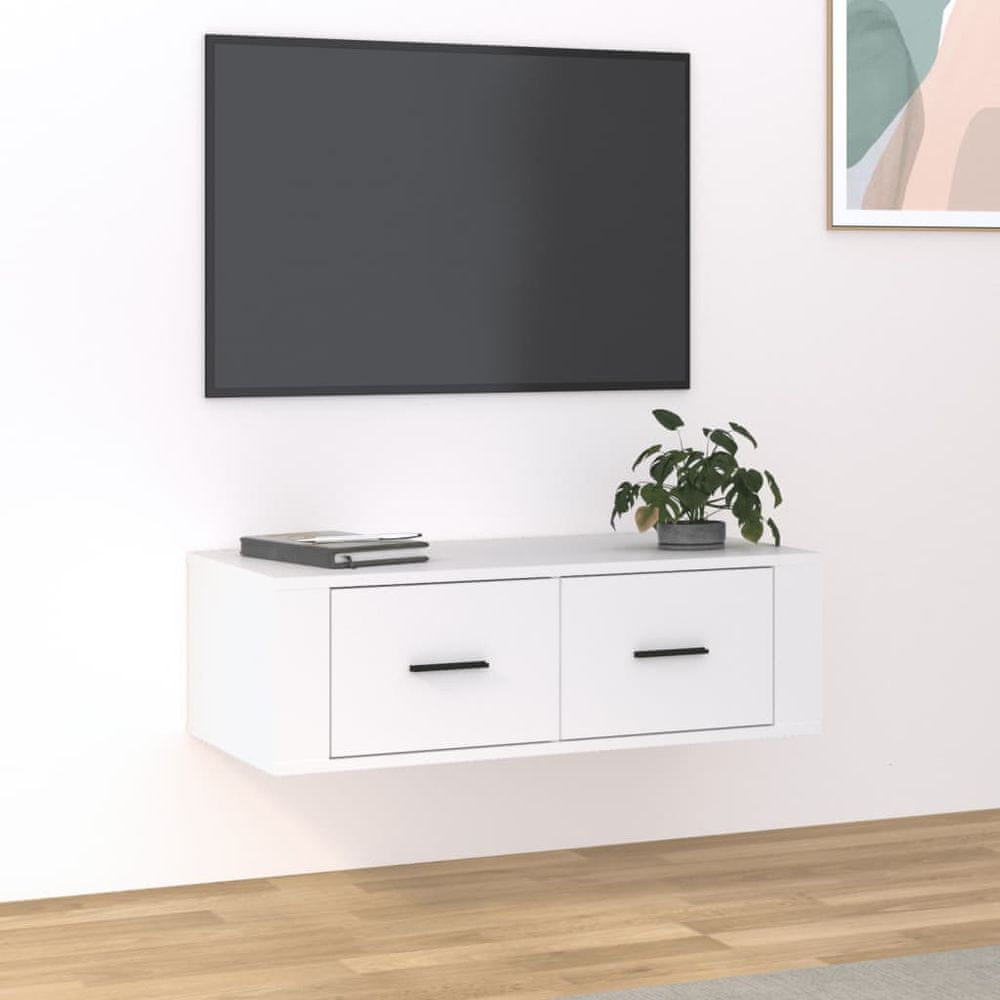 Vidaxl Závesná TV skrinka biela 80x36x25 cm spracované drevo
